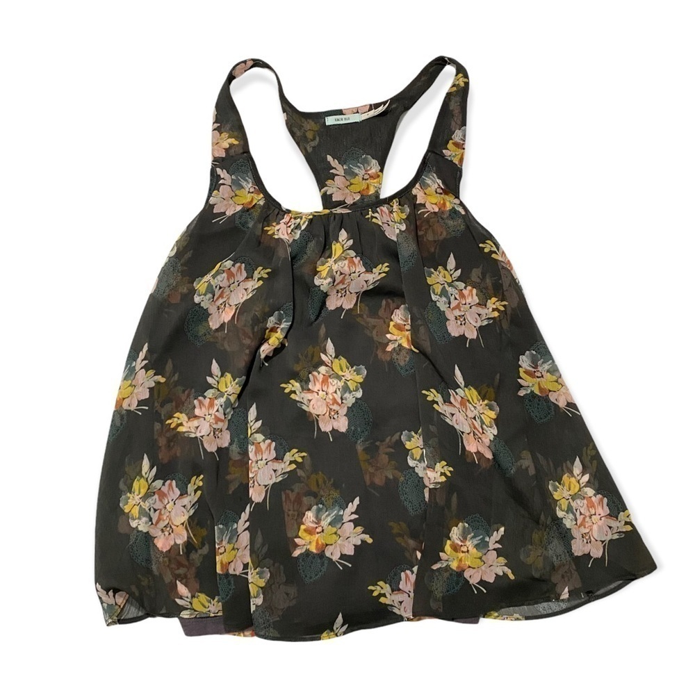 Kimchi Blue Multicolored Sheer Floral Swing Tank Sz Small